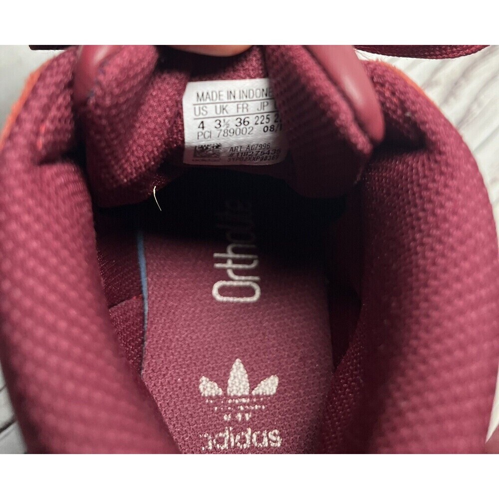 Youth Size 4 Burgundy High Top Adidas Superstar Suede - Picture 8 of 10